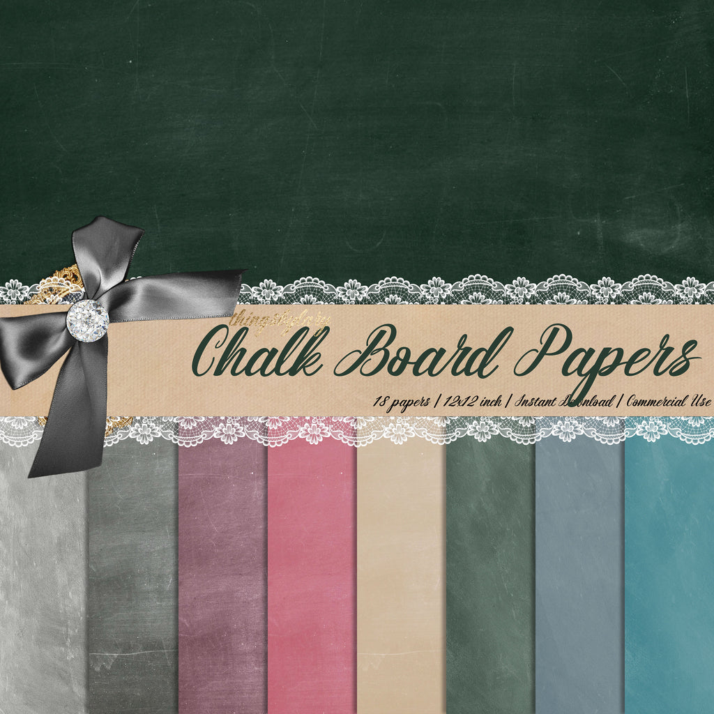 18 Chalkboard Digital Papers 12&quot;, Chalkboard Image, Digital Image Pack