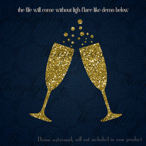 100 Glitter Champagne Glass Clip arts, Planner Clip art Glitter Wedding Romantic Christmas New Year Party Valentine Anniversary Celebration