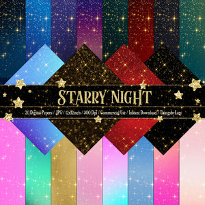 20 Luxury Gold Starry Night Digital Papers,Galaxy Paper,300 Dpi,Instant Download,Commercial Use,Bridal Shower,Wedding Card,New Year Party