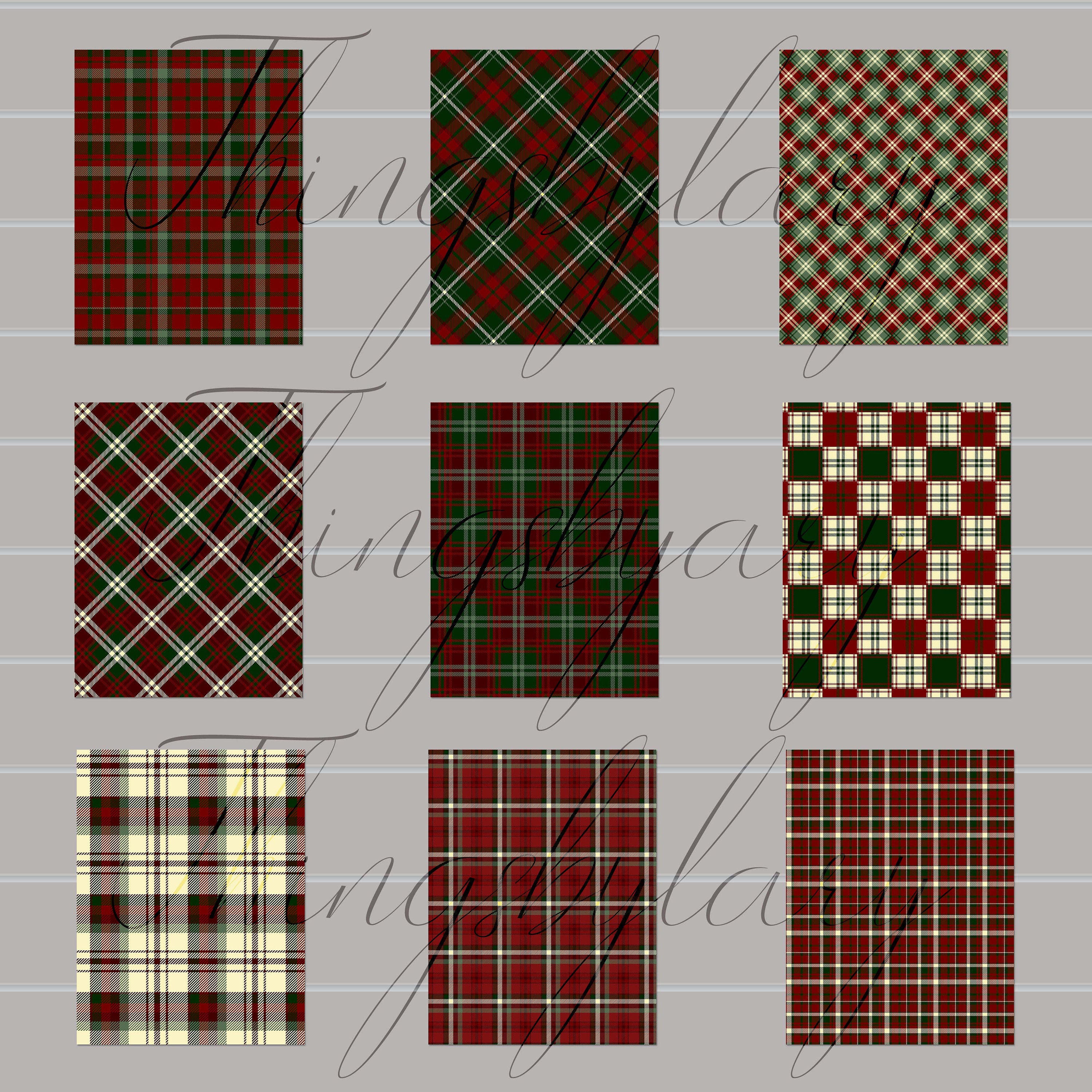 16 Red and Green Plaid Pattern Papers 8.5x11 Inch, Jpeg File, Instant Download High Resolution 300 Dpi Commercial Use Christmas plaid papers