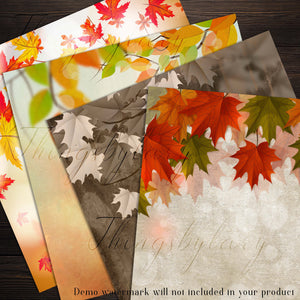 18 Fall Leaf Digital Papers 300 Dpi Instant Download Commercial Use, Autumn Leaves thanksgiving fall wedding vintage antique distressed fall