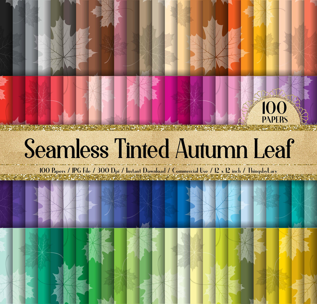 100 Seamless Tinted Autumn Leaf Digital Papers 12 inch 300 Dpi Commercial Use Instant Download Scrapbooking Fall Leaves Fall Wedding foliage