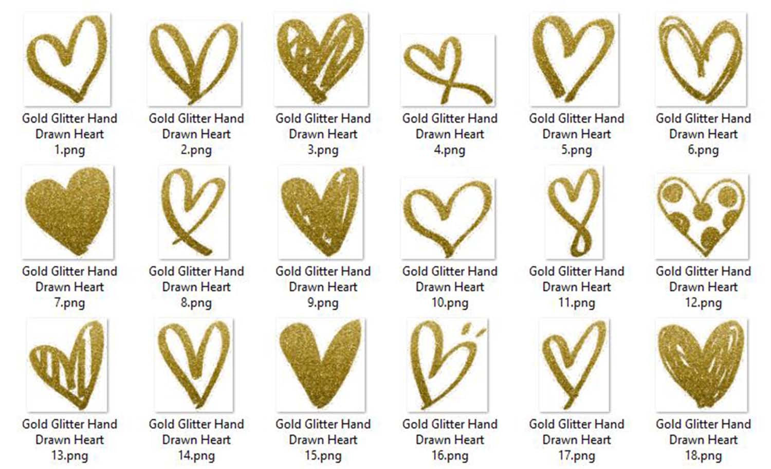 30 Gold Glitter Hand Drawn Heart Clip Arts 300 Dpi Instant Download Commercial Use Transparent Digital Gold Glitter Valentine Wedding Heart