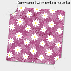 12 Daisy Flower Digital Paper in Deep Ruby Theme Color 12 inch 300 Dpi Instant Download, Pink Papers, Scrapbook Papers, Commercial Use