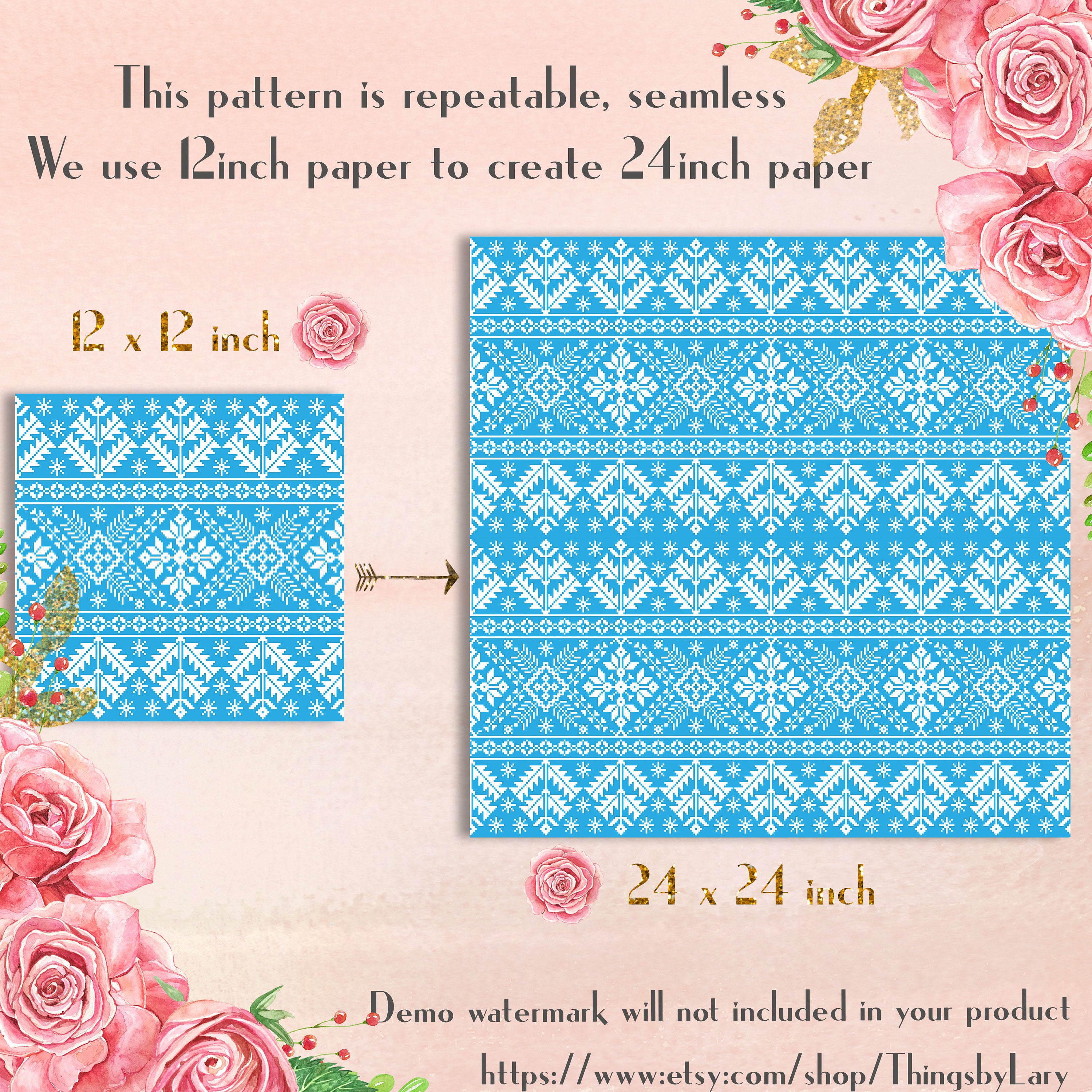 12 Winter Pattern Digital Papers 12&quot;, Winter Digital Papers, Digital Paper Pack