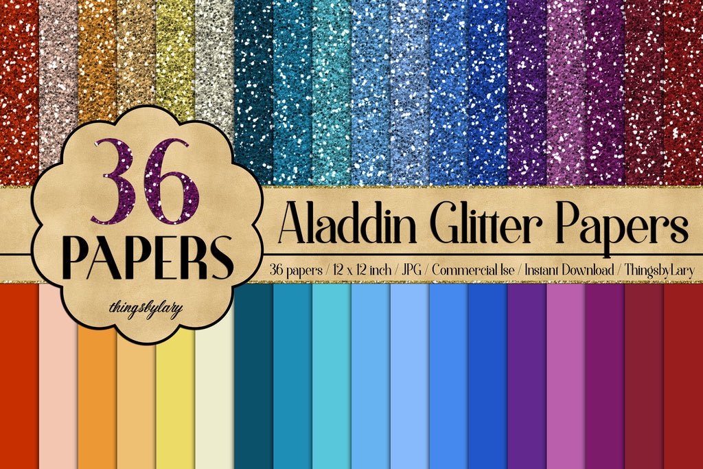 36  Princess Papers in 12&quot;, Princess Glitter Paper, Princess Solid Color Paper,300 Dpi Instant Download, Commercial Use, Scrapbook Papers