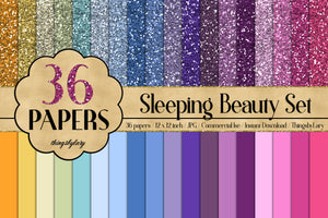 36 Princess Papers 12&quot;, Glitter Paper,  Solid Color Paper,300 Dpi Instant Download, Commercial