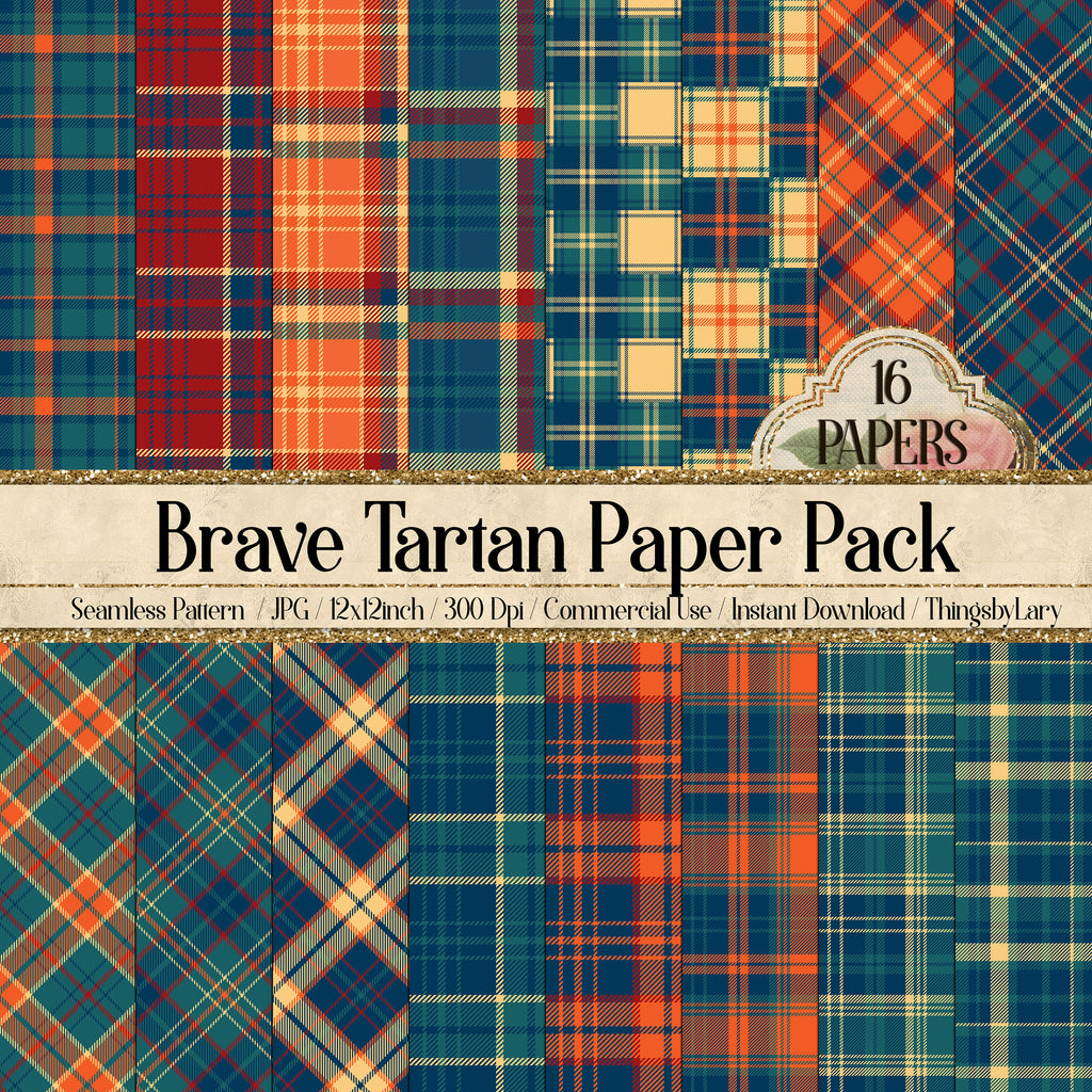 16 Princess Plaid Tartan Seamless Papers 12inch 300 Dpi Instant Download, Scrapbook Papers, Tartan, Gingham, Check, Commercial Use