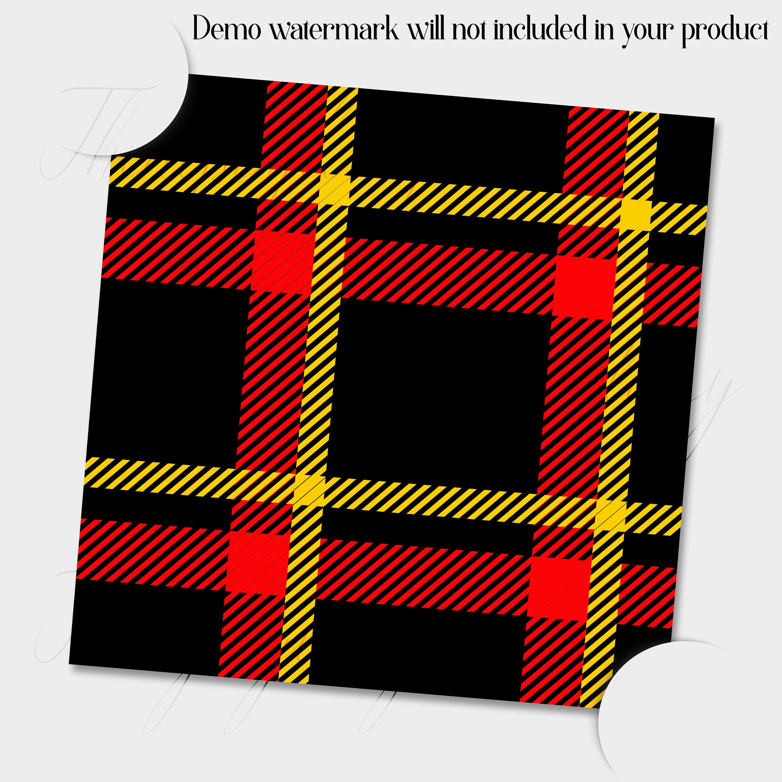 24 Red, Black, Yellow Plaid Digital Papers in 12inch 300 Dpi Instant Download, Scrapbook Papers, Tartan, Gingham, Check, Commercial Use