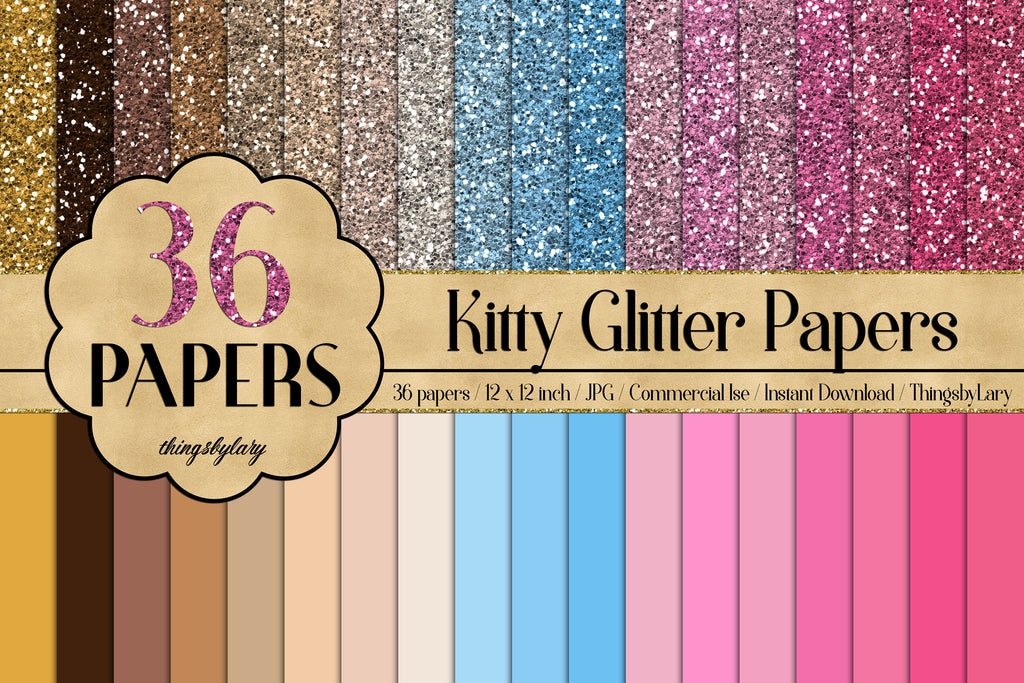 36 Kid Glitter Papers 12&quot;, Solid Color Paper,300 Dpi Instant Download, Commercial Use