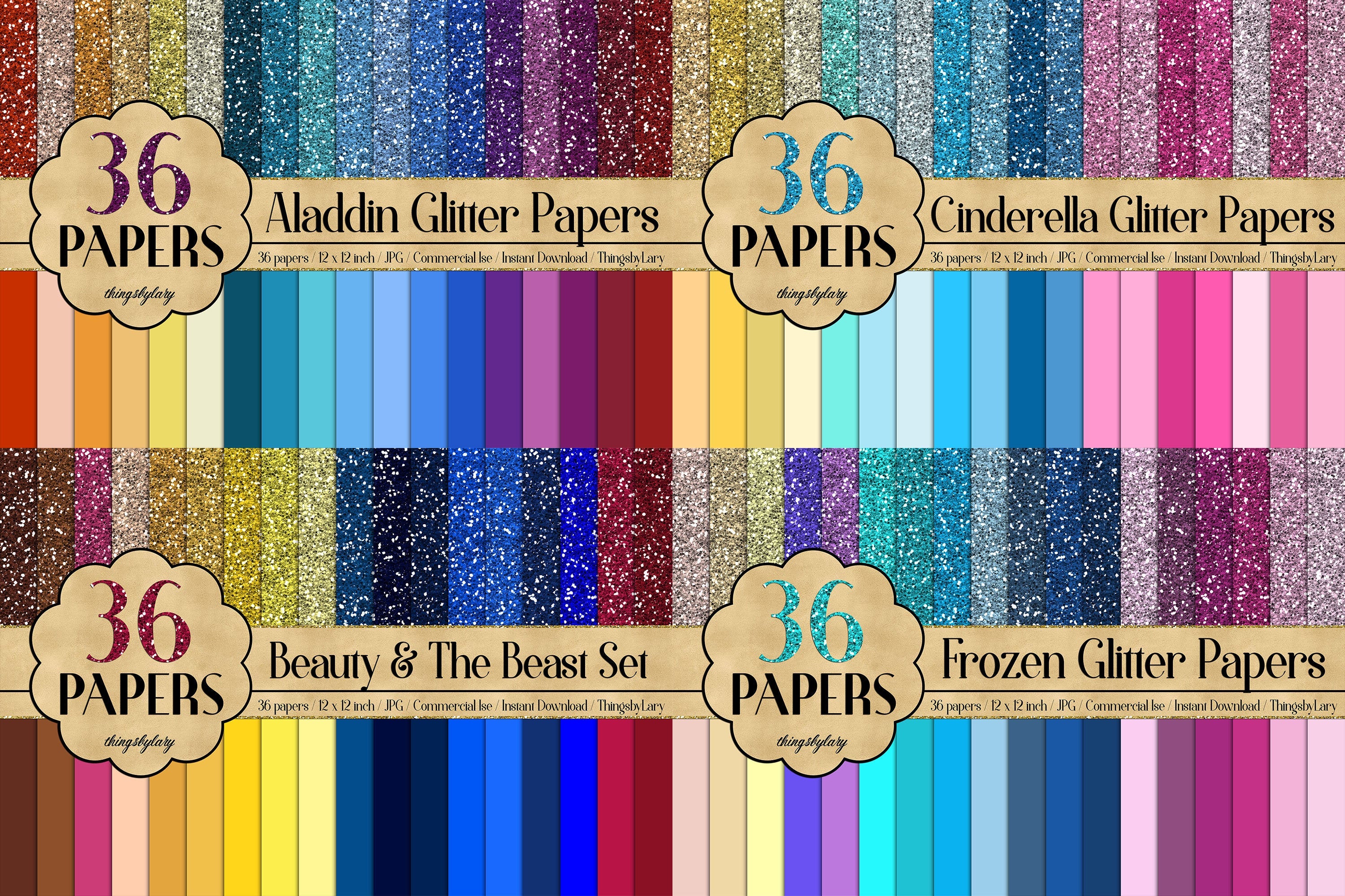 70% OFF 432  Papers,  Princess Papers,  Kid Theme Glitter Papers,  Solid Color Paper, 300 Dpi Instant Download, Commercial Use