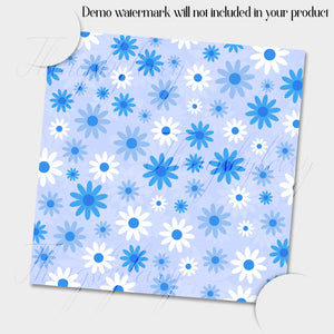 12 Daisy Flower Digital Paper in Winter Theme Color 12 inch 300 Dpi Instant Download, Blue Papers, Scrapbook Papers, Commercial Use