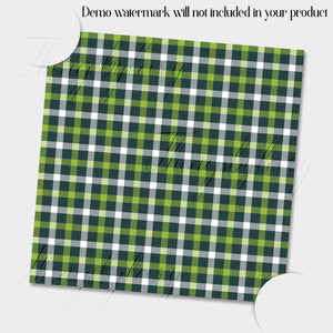 24 Green Plaid Pattern Digital Papers in 12 x 12 inch 300 Dpi Instant Download, Scrapbook Papers, Tartan, Gingham, Check, Commercial Use