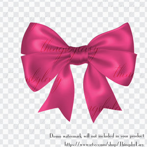 56 Pink Bows and Ribbons Cliparts, 300 Dpi, Instant Download, Commercial Use, Bridal Shower, Digital Bows, Wedding Invitation, Satin Bows