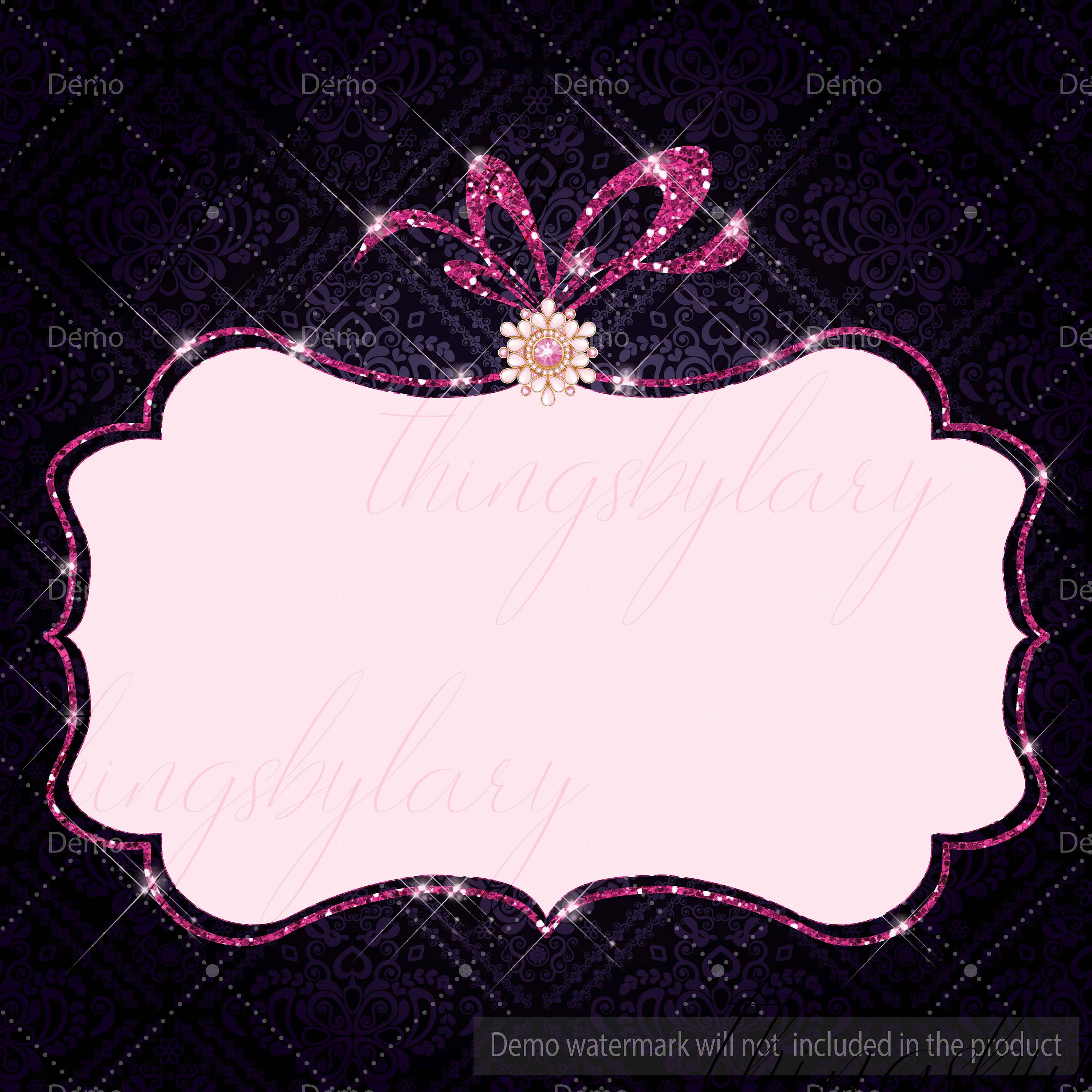 Pink Glitter and Jewelry Frame, Sparkle Frame Clipart, Glitter Frame for Royal, Christmas, Instant download,Commercial Use, Planner Clipart