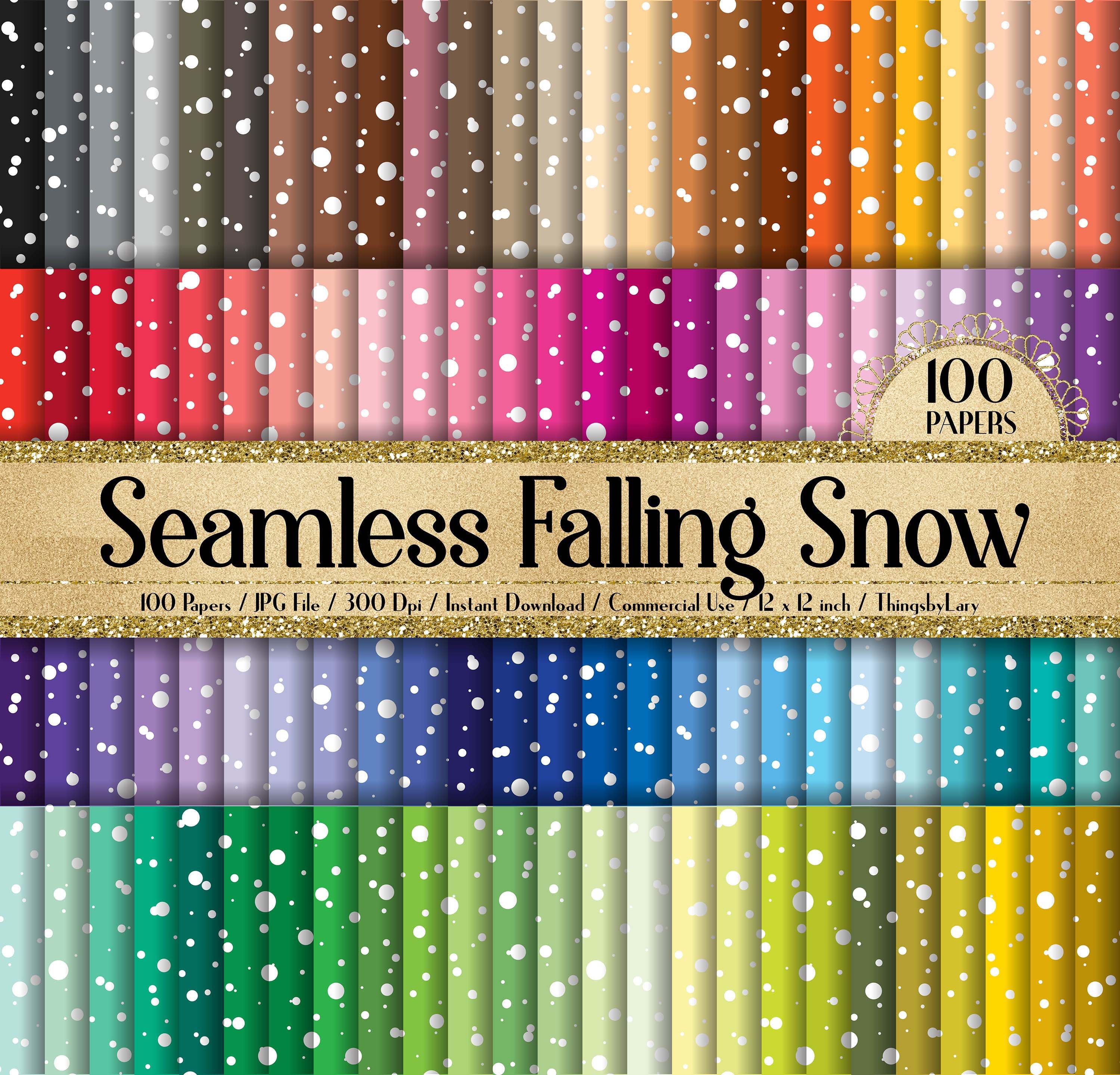 100 Seamless Falling White Snow Digital Papers 12&quot; 300 Dpi Planner Paper Commercial Use Holiday Scrapbook Papers Christmas New Year Snow