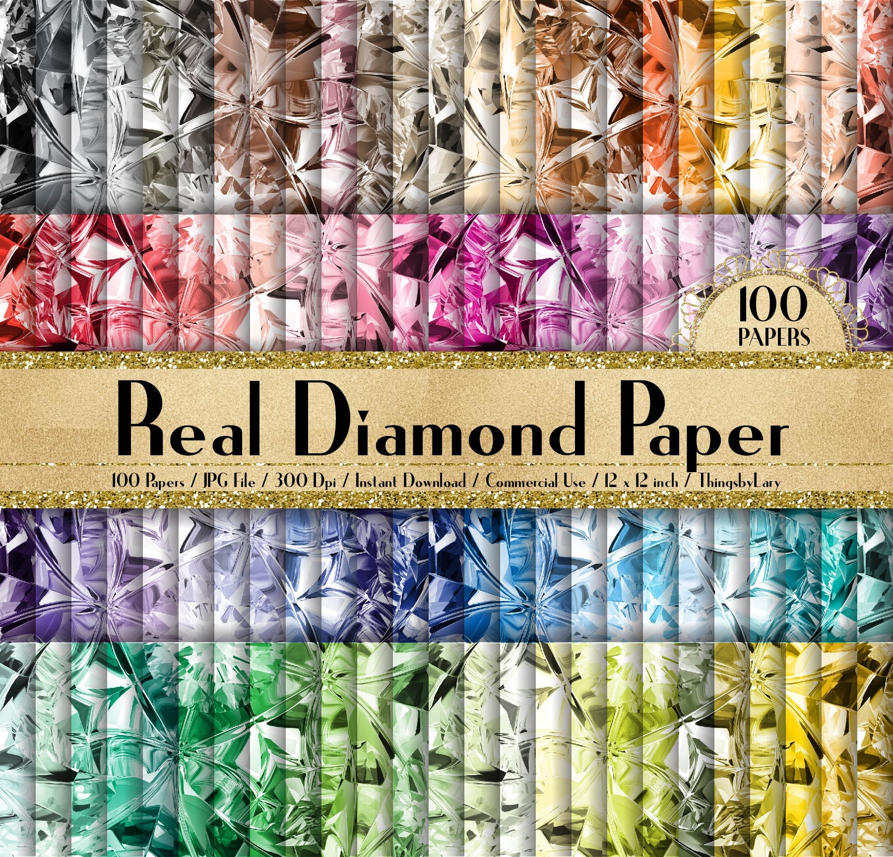 100 Real Diamond Texture Papers 12inch, 300 Dpi Planner Paper, Scrapbook Paper, Diamond Paper, Luxury Paper, Digital Diamond Paper