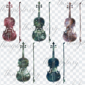 20 Galaxy Violin Clipart, Music Clip Arts,Fairy Violin,Instant Download,Digital Clipart,Music Clipart,Galaxy Clipart,Wedding,Invitation