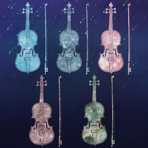 20 Galaxy Violin Clipart, Music Clip Arts,Fairy Violin,Instant Download,Digital Clipart,Music Clipart,Galaxy Clipart,Wedding,Invitation