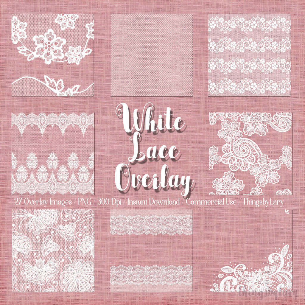 27 White Lace Overlays Borders Frames Images PNG Transparent 300 Dpi Instant Download Commercial Use Shabby Chic Wedding Lace Romantic Lacy