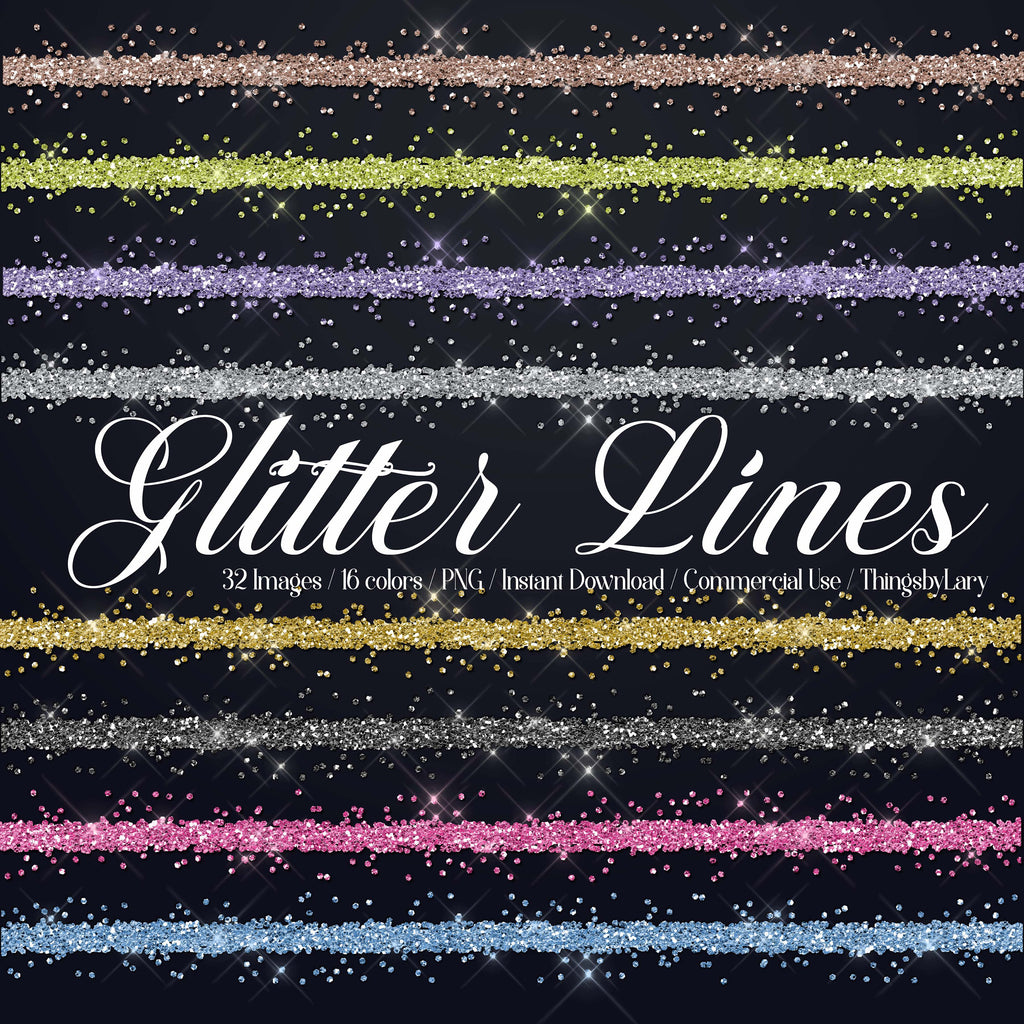 32 Seamless Glitter Border Line Overlay Images 300 Dpi PNG Commercial Use Instant Download 16 Colors Glitter Overlay Photo Party Overlay