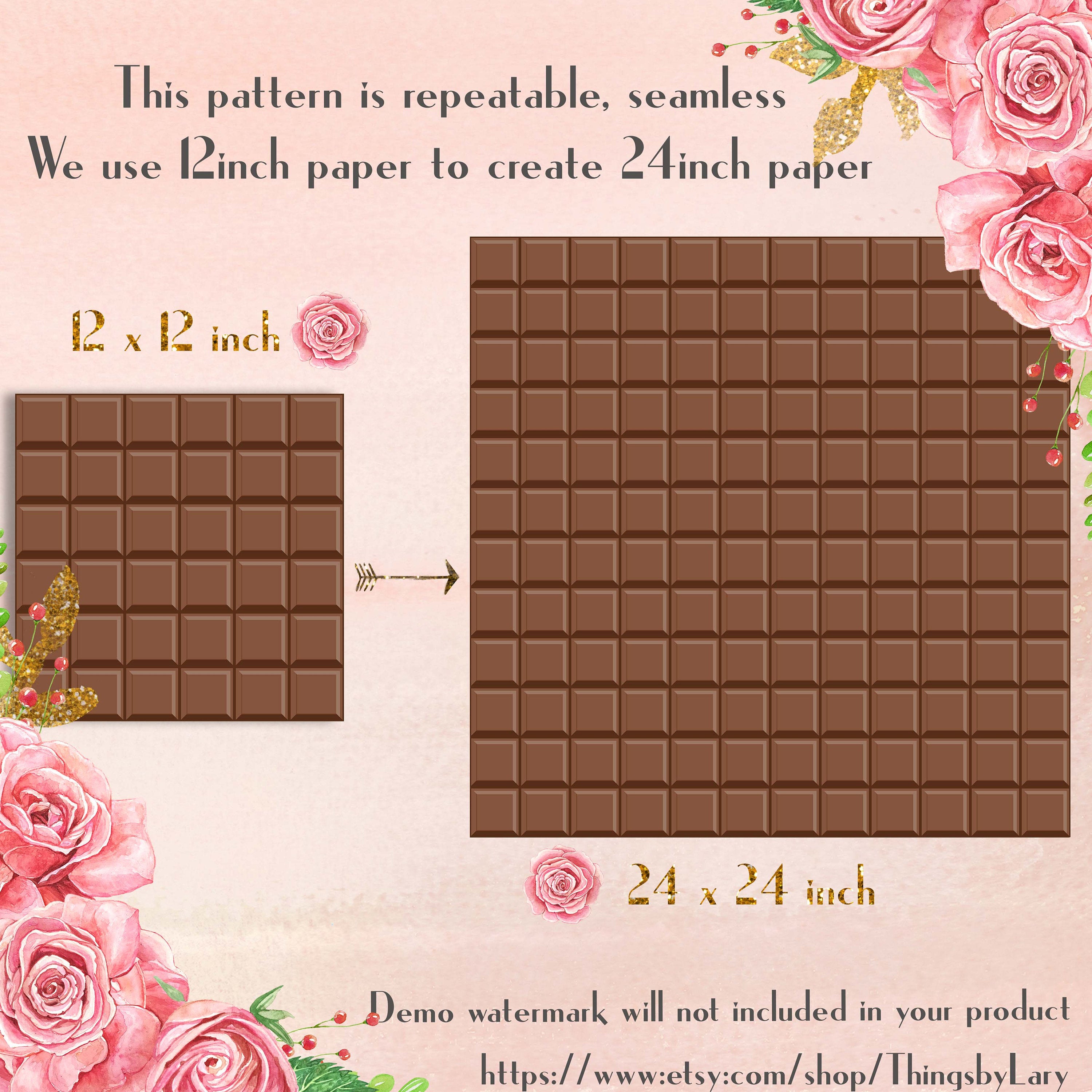Cacolate Paper 100 Seamless Chocolate Digital Papers 12x12 – ThingsbyLary
