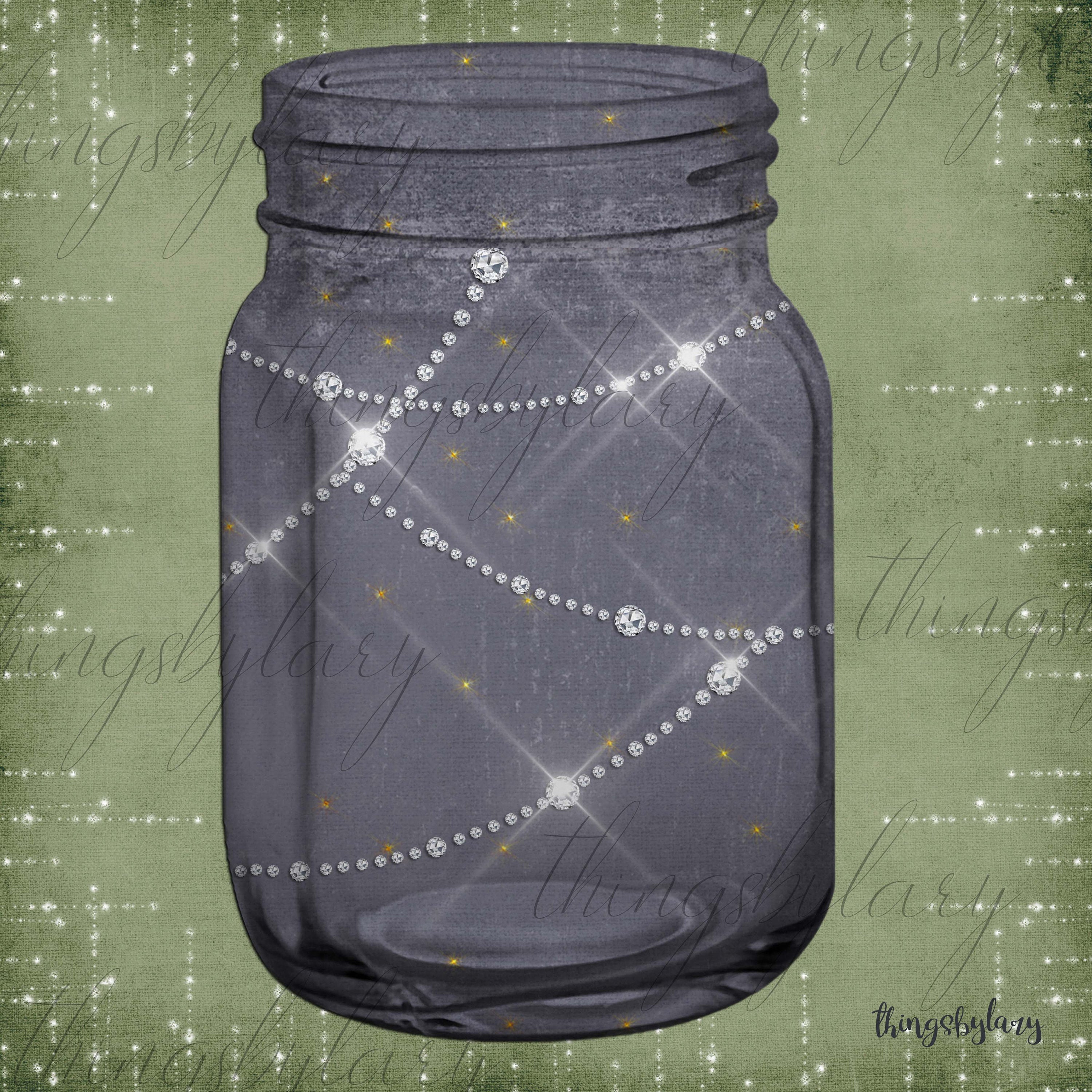 18 Christmas Mason Jars Clip Arts 300 Dpi PNG Instant Download Commercial Use Transparent Glitter Mason Jar Diamond Antique Jar Magic Fairy
