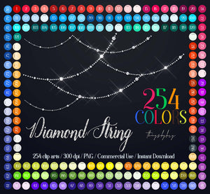 254 Diamond Strings Clip arts,300 Dpi,Instant Download,Commercial Use,Bridal Shower,Wedding Invitation Diamond strands Diamond Overlay