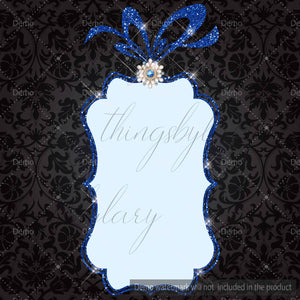 Blue Royal Frame, Glitter and Jewelry Frame Clipart, Glitter Frame for Royal, Christmas, Instant download,Commercial Use, Planner Clipart
