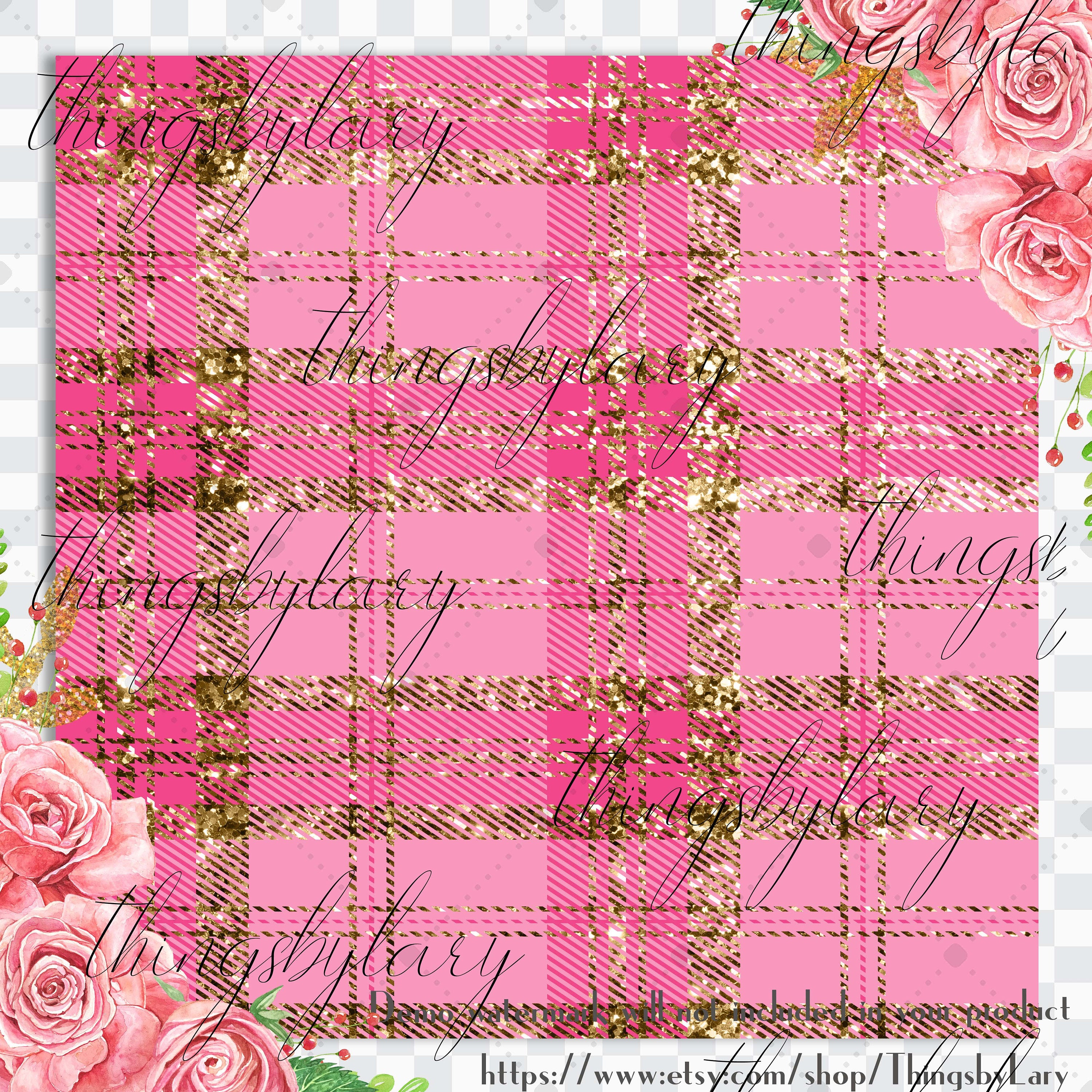 16 Luxury Gold and Pink Glitter Plaid Tartan digital paper pack 12inch 300 dpi commercial use instant download, Bonus 2 Glitter Background,