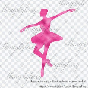 100 Foil Ballet Dancer Silhouette Clip Arts 300 Dpi Instant Download Commercial Use Planner Clipart, Scrapbooking Princess Kit, Luxury Kit