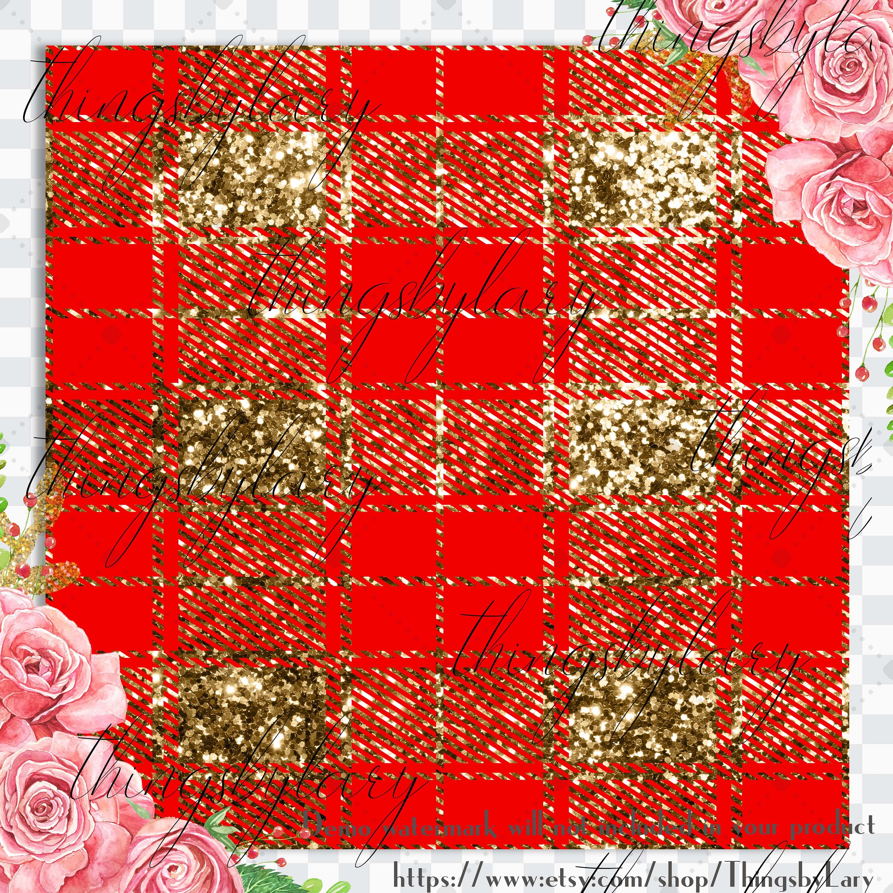 16 Luxury Gold and Red Glitter Plaid Tartan digital paper pack 12inch 300 dpi commercial use instant download, Bonus 2 Glitter Background,