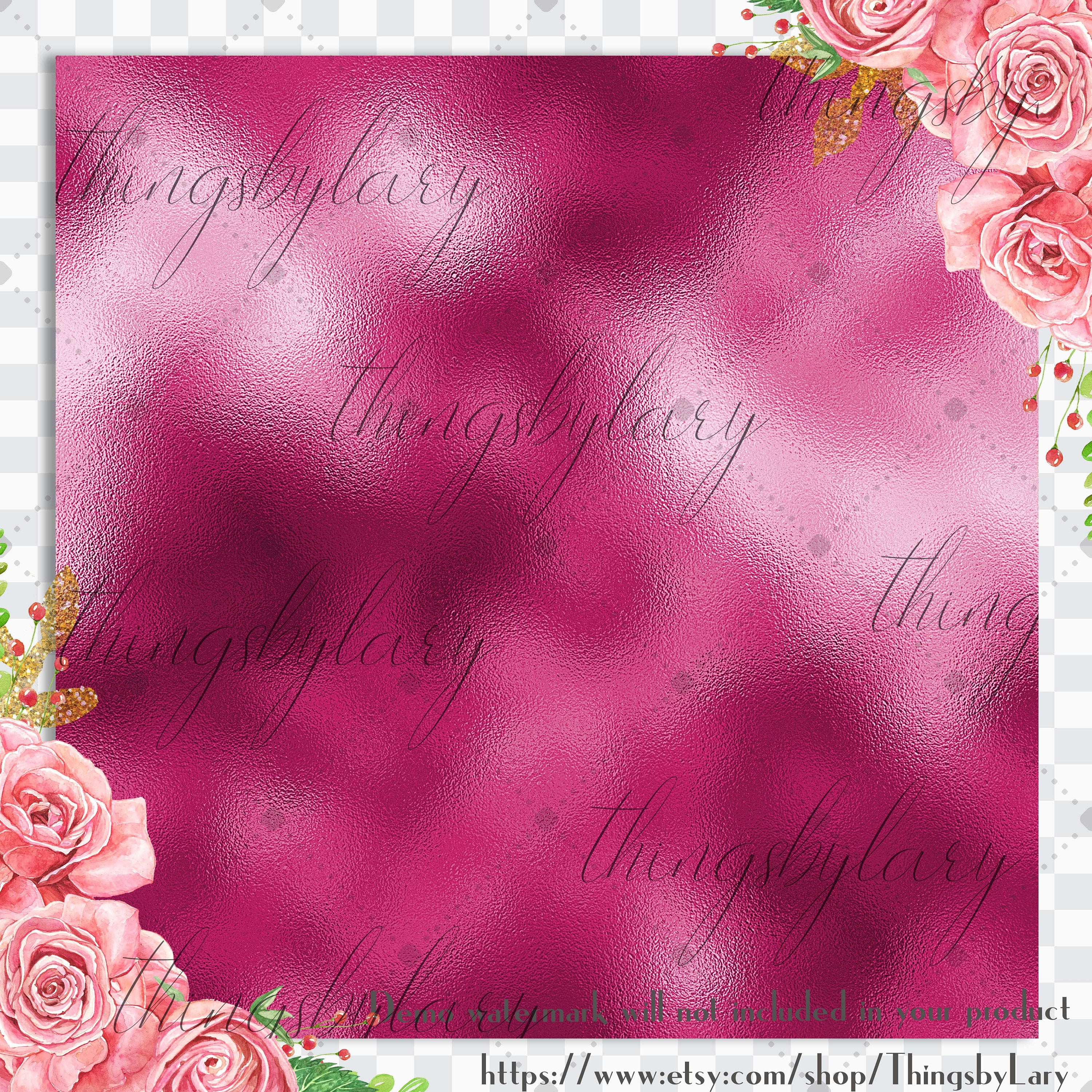 42 Pink Peacock Foil Papers 12 inch 300 Dpi Planner Paper Commercial Use Scrapbook Paper Digital Foil, Luxury Hot Pink Paper Metallic Foil