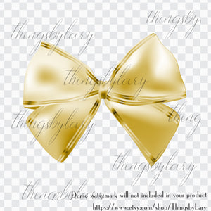 56 Gold Bows and Ribbons Cliparts, 300 Dpi, Instant Download, Commercial Use, Bridal Shower, Digital Bows, Wedding Invitation, Satin Bows