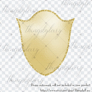 90 Gold Glitter Shield Frames 300 Dpi Planner Paper Commercial Use, Scrapbooking Gold Kit, Digital Gold Foil Frame, Royal Shield Frame