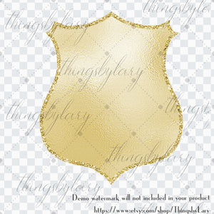 90 Gold Glitter Shield Frames 300 Dpi Planner Paper Commercial Use, Scrapbooking Gold Kit, Digital Gold Foil Frame, Royal Shield Frame