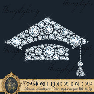 28 Diamond & Pearl Education Cap Cliparts, 300 Dpi, Commercial Use, Transparent, Diamond Clip Art, Pearl Clip Art, Graduation Clipart