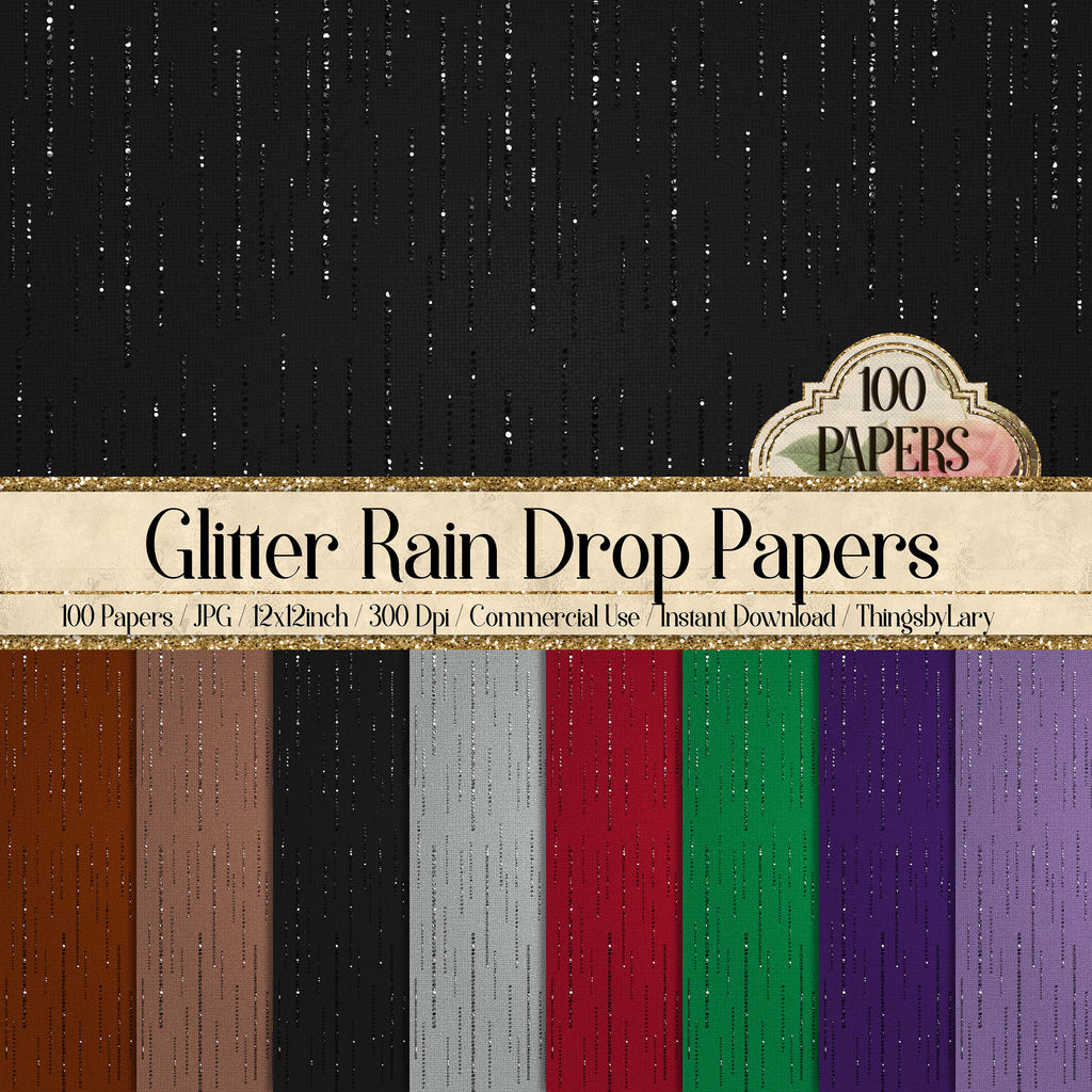 100 Glitter Rain Falling on Canvas Background Digital Papers 12&quot; 300 Dpi Instant Download Planner Paper Commercial Use glitter rain drop