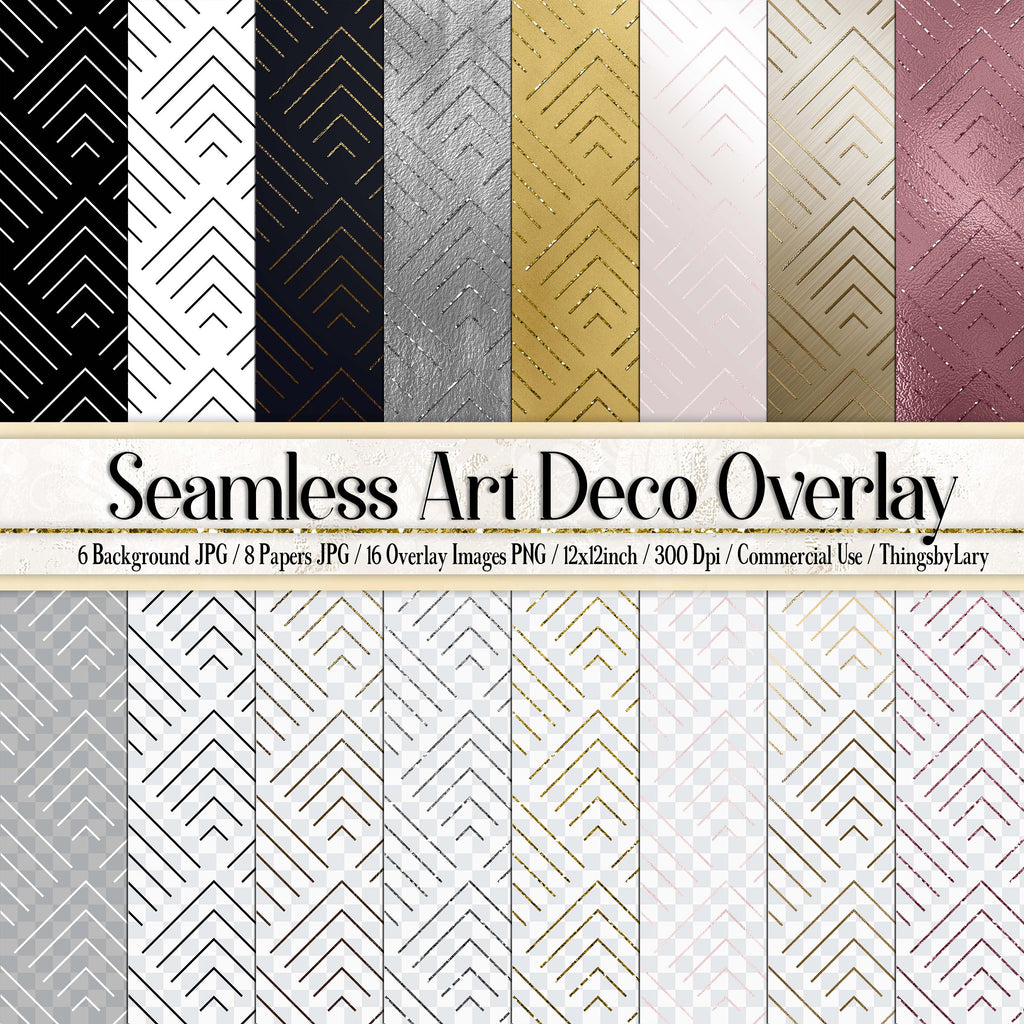 30 Seamless Geometric Art Deco Pattern Overlay Images PNG Transparent 300 Dpi Instant Download Commercial Use Art Deco Paper Luxury Pattern