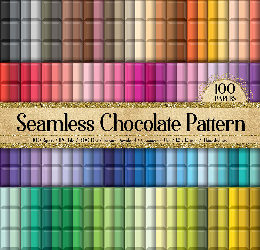 100 Seamless Chocolate Digital Papers 12&quot; Instant Download 300 Dpi Planner Paper Commercial Use Scrapbook Paper Kid Paper Part Candy Sweet