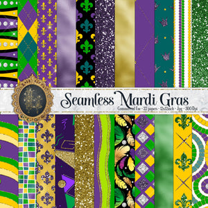 22 Seamless Mardi Gras Shrove Tuesday Fat Tuesday Digital Papers 12&quot; 300 dpi commercial use instant download seamless Brazil Holiday argyle