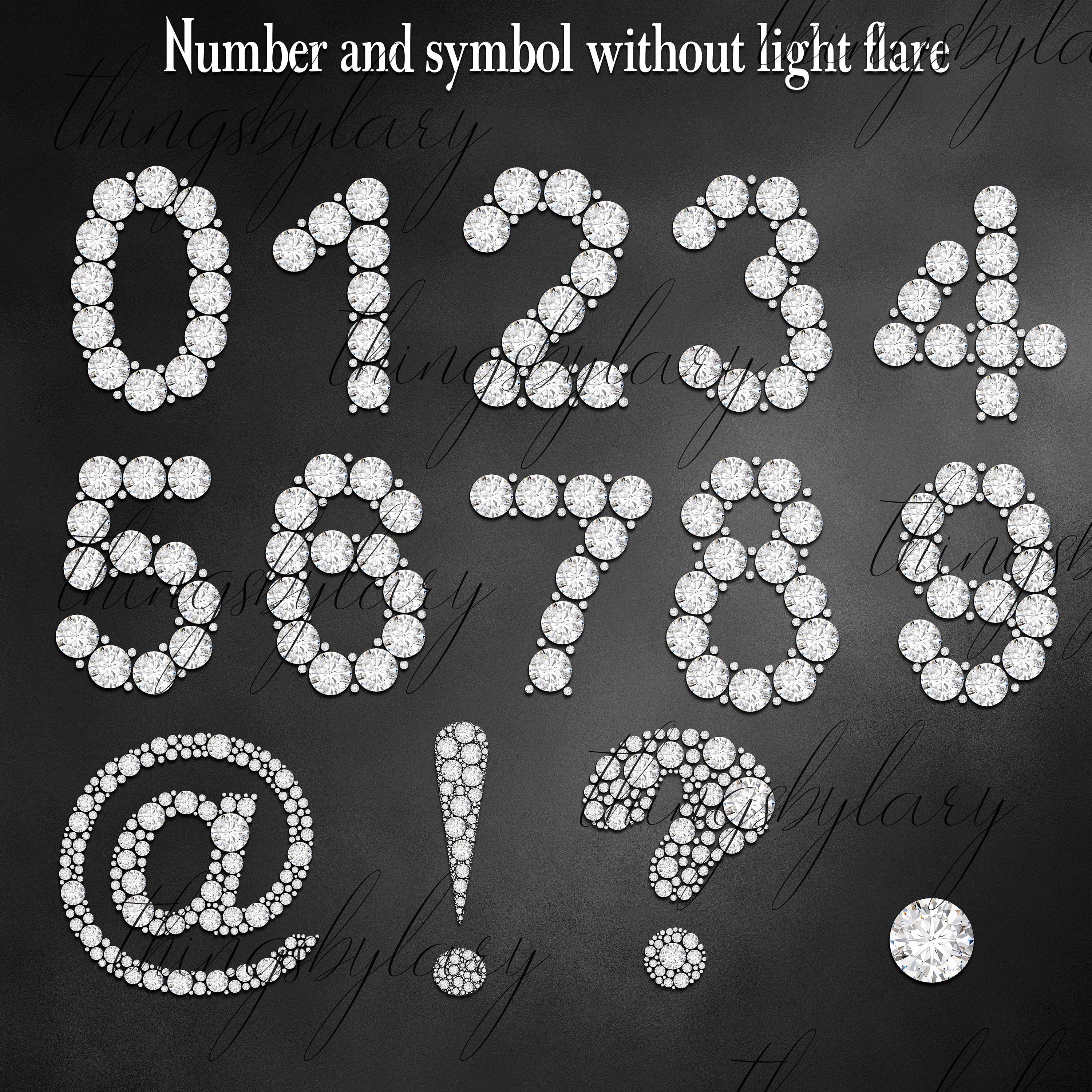 81 Diamond Alphabet Number Symbol Clip Arts (NOT FONT) 300 Dpi PNG Instant Download Commercial Use White Diamond Overlay Number Symbol
