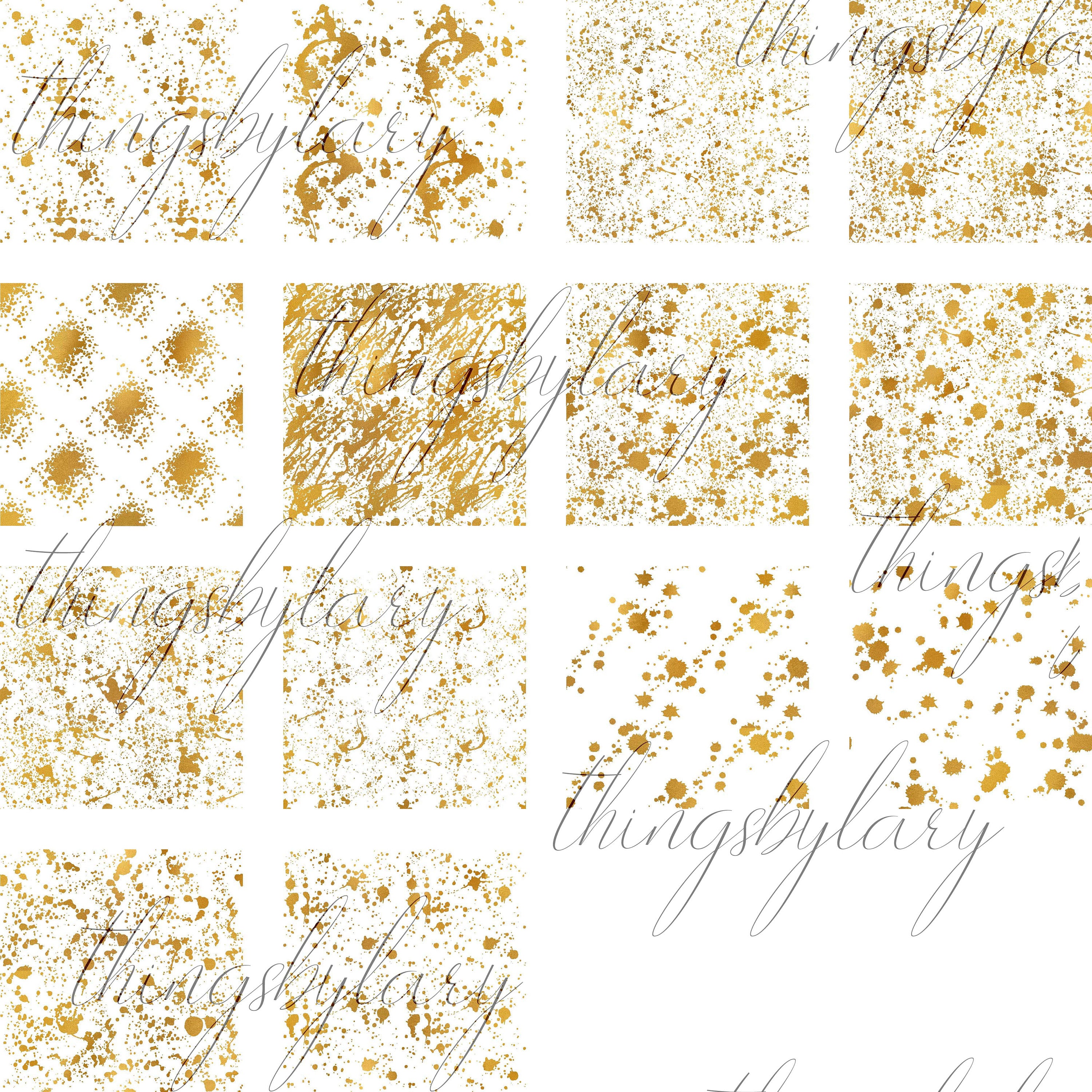 14 Seamless Gold Paint Splatter Overlay Images 300 Dpi Instant Download Commercial Use, Gold Paint Overlay, Gold Splatters, Luxury Kit