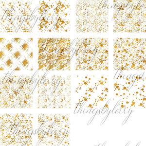 14 Seamless Gold Paint Splatter Overlay Images 300 Dpi Instant Download Commercial Use, Gold Paint Overlay, Gold Splatters, Luxury Kit