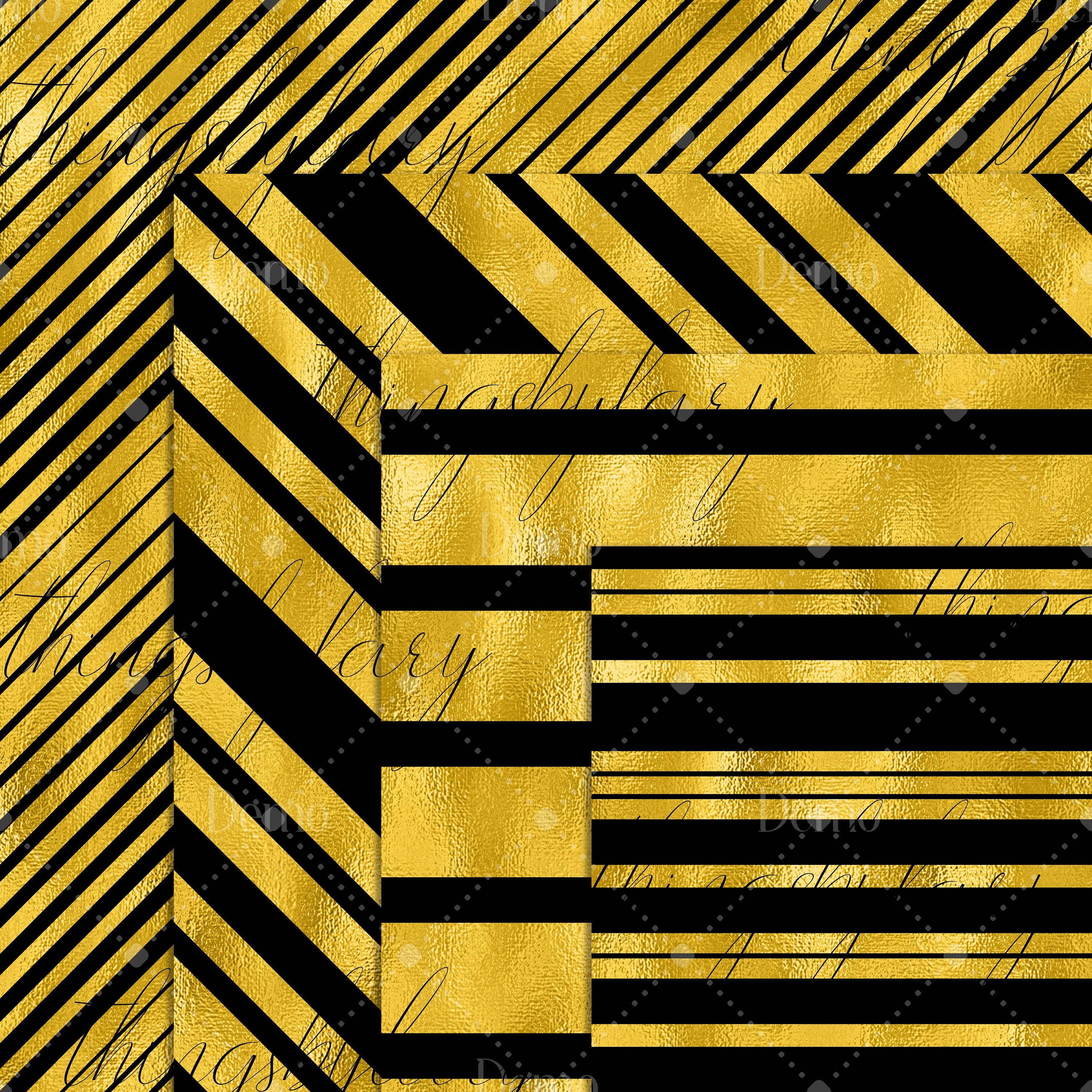 16 Black and Gold Seamless Striped Pattern Digital Papers 12 inch 300 Dpi Planner Paper Commercial Use Scrapbook Paper, Digital Foil Print