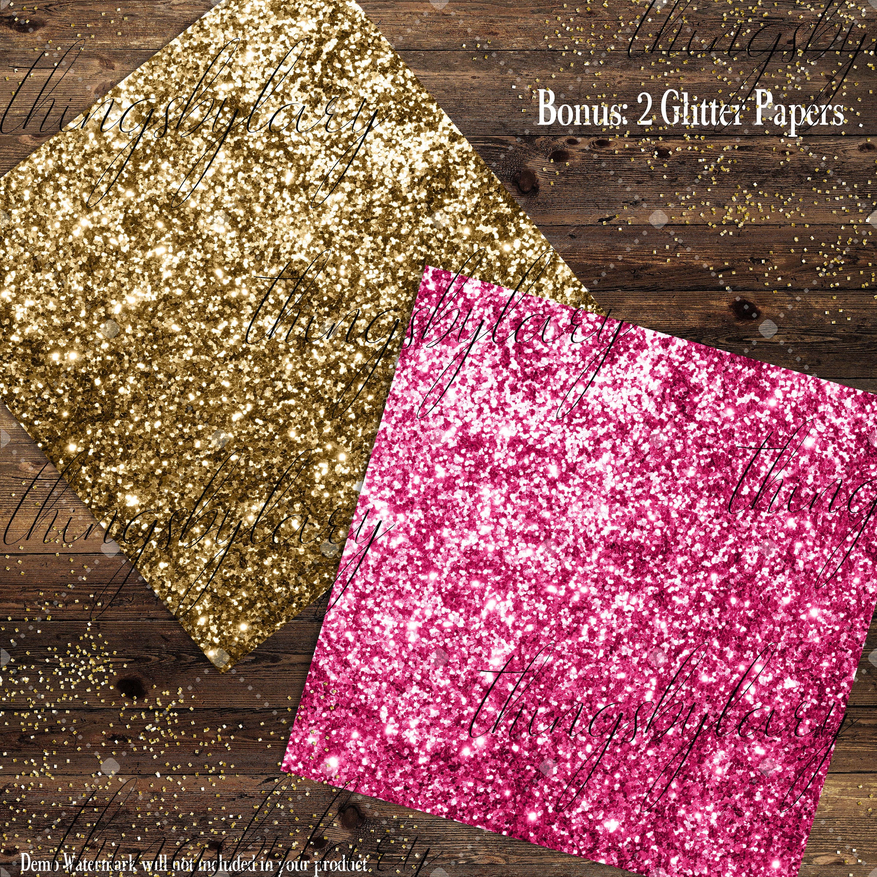 16 Luxury Gold and Pink Glitter Plaid Tartan digital paper pack 12inch 300 dpi commercial use instant download, Bonus 2 Glitter Background,