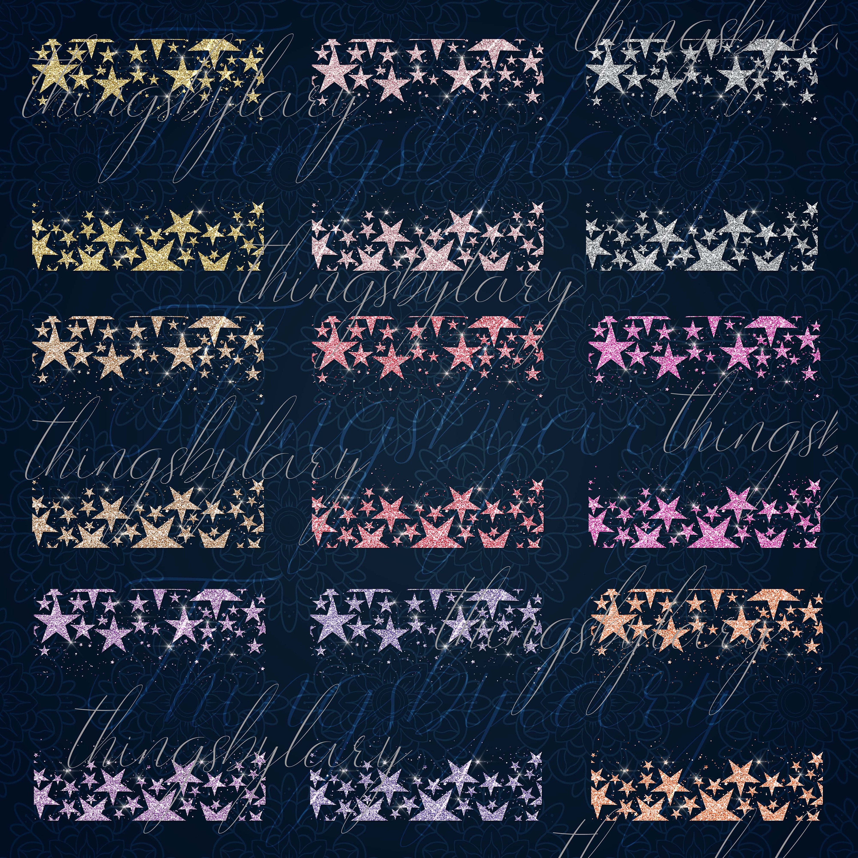 16 Seamless Glitter Star Overlay Images, 16 Colors Gold Silver Pink Red Glitter Star Clipart Digital Seamless Glitter Overlay Commercial Use