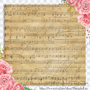 16 Antique Music Sheet Papers 12 inch Instant Download Commercial Use 300 Dpi, Vintage Music Paper Worn Music Sheet Papers Old Papers Retro