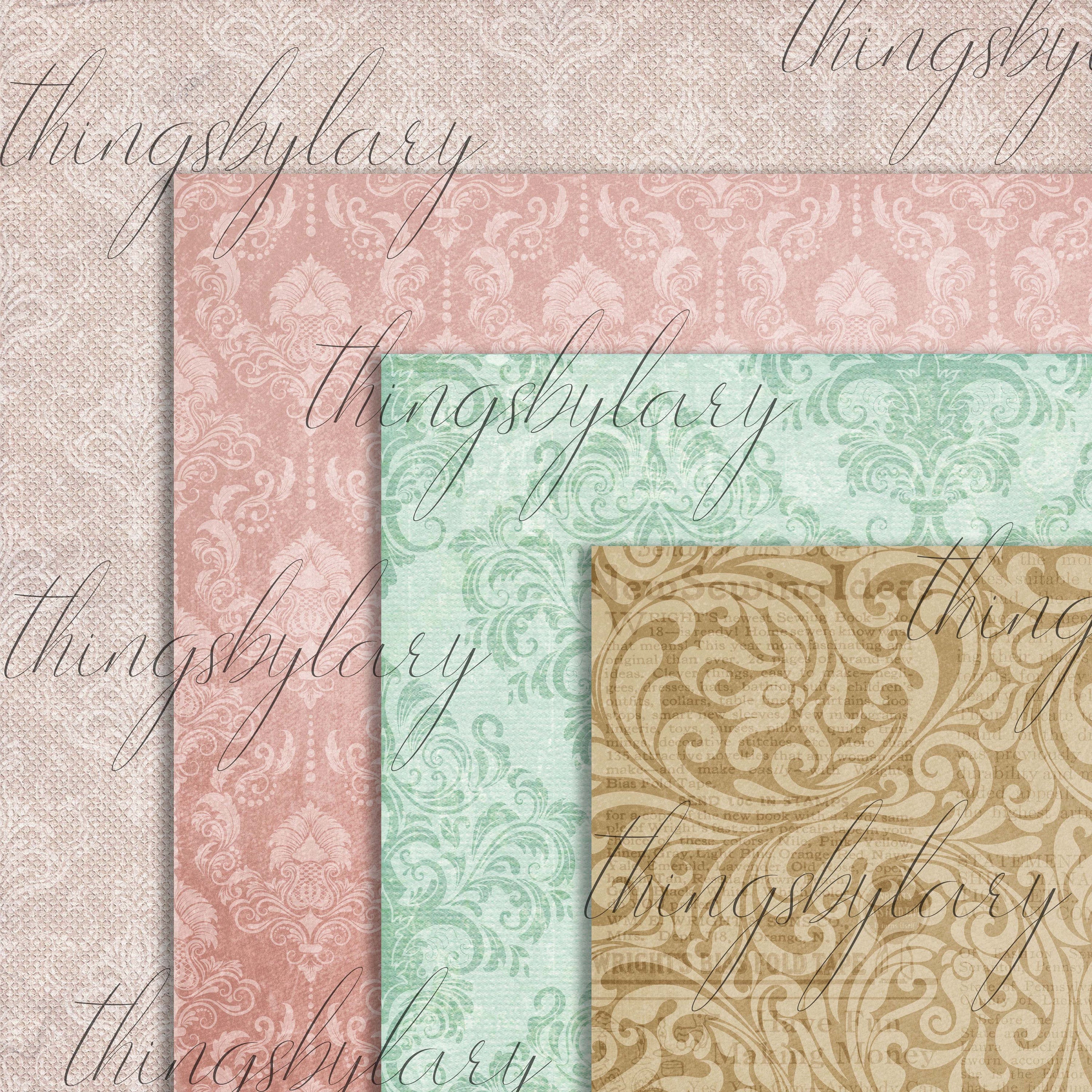 16 Antique Damask Papers Instant Download Commercial Use 300 Dpi 12 inch, Vintage Damask, Antique Damask, Retro Damask Parchment Old Paper