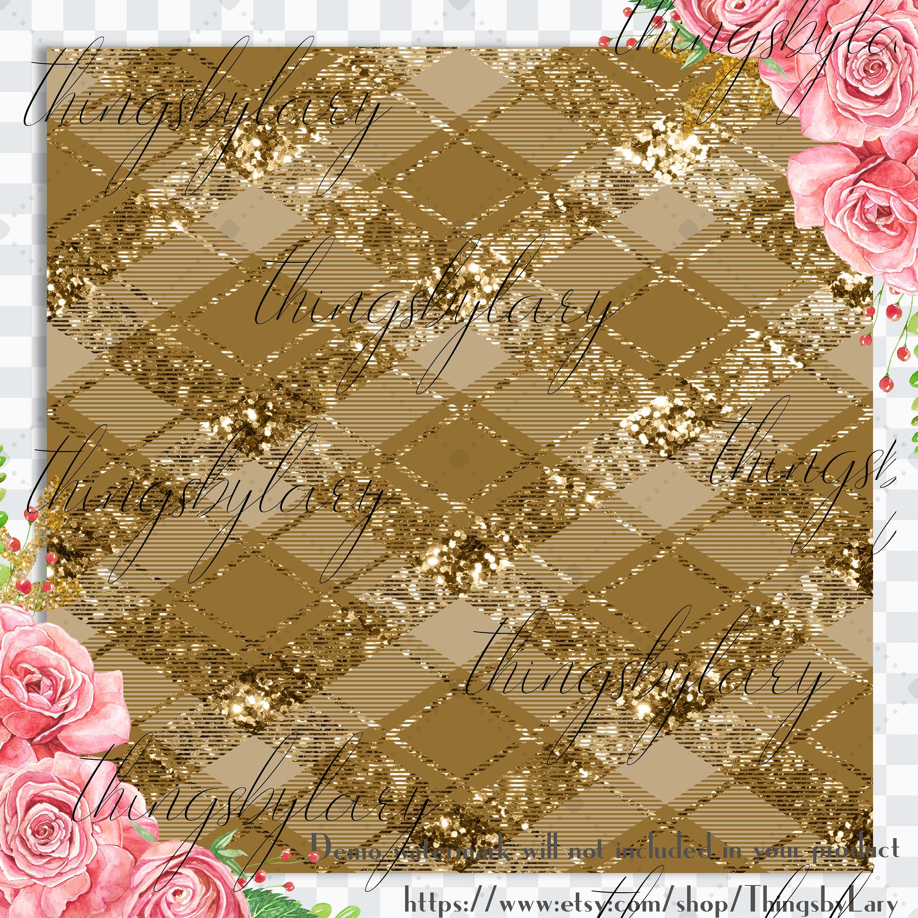 16 Antique Gold Glitter Plaid Tartan digital paper pack 12inch 300 dpi commercial use instant download Bonus 1 Glitter Paper, Check Plaid